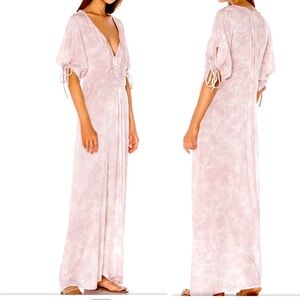 tiare hawaii Maxi Dress Sz M/L Paroa Bay Mauve White Boho Pullover Beachy Resort